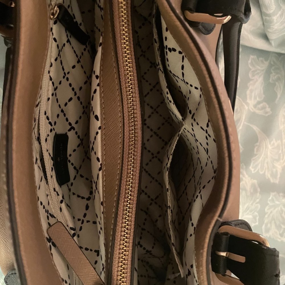 Authentic Kate Spade Tote Purse- Black & Taupe - Picture 2 of 4